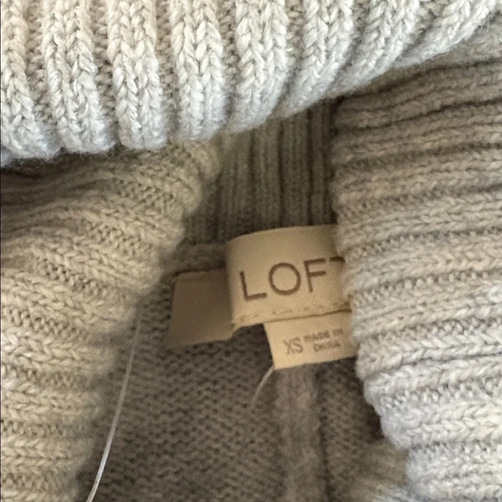 LOFT color block Cowl Neck poncho Sweater green gray cotton blend oversized XS